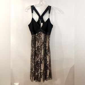 Laundry by Shelli Segal Pleated Black and Print Dress